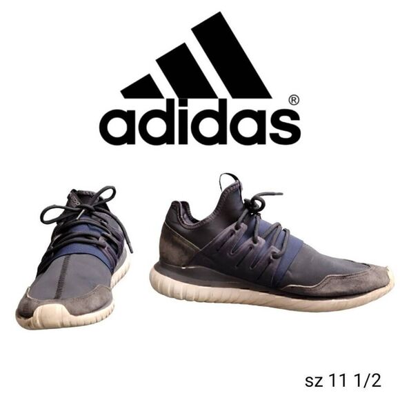 Adidas Blue & Gray Tubular Radial Sneakers - Picture 1 of 14